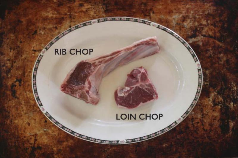 photo of labm rib chop and loin chop on a plate